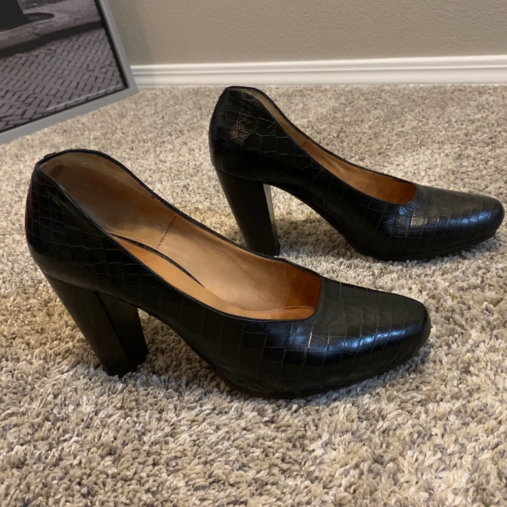 Black Dries Van Noten snake skin 3 inch heel